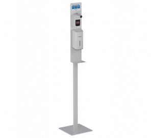 Automatic hand sanitizer spray dispenser + thermometer with black stand