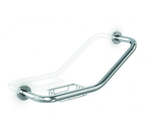 Support grab bar with soap dish chromed brass