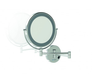 Magnifying mirror with LED light chromed brass
