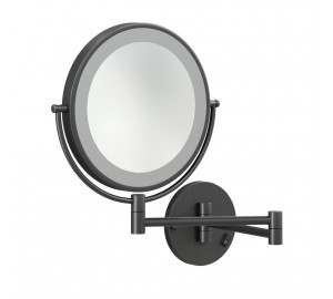 Magnifying mirror with LED light matt black