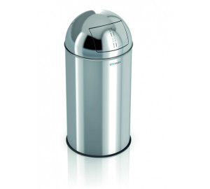 Push wastepaper bin 40L stainless steel brushed