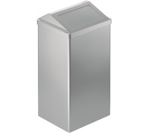 Wastepaper bin 80L with self-closing lid stainless steel brushed