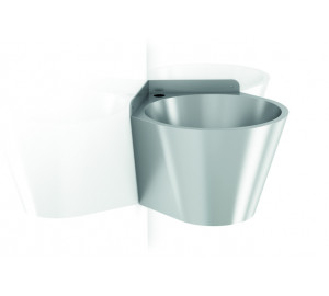 Corner round wall hung washbasin, brushed 304 stainless steel