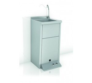 Pedal operated washbasin, hot and cold water