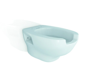 Wall hanging white porcelain enamel toilet with hygienic opening