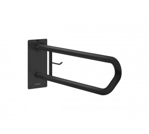 Folding bar 800mm w/paper dispenser stainless steel matt black