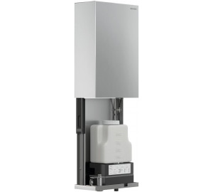Behind fixed mirror automatic soap dispenser