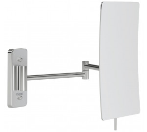 Square Slim magnifying mirror chromed brass